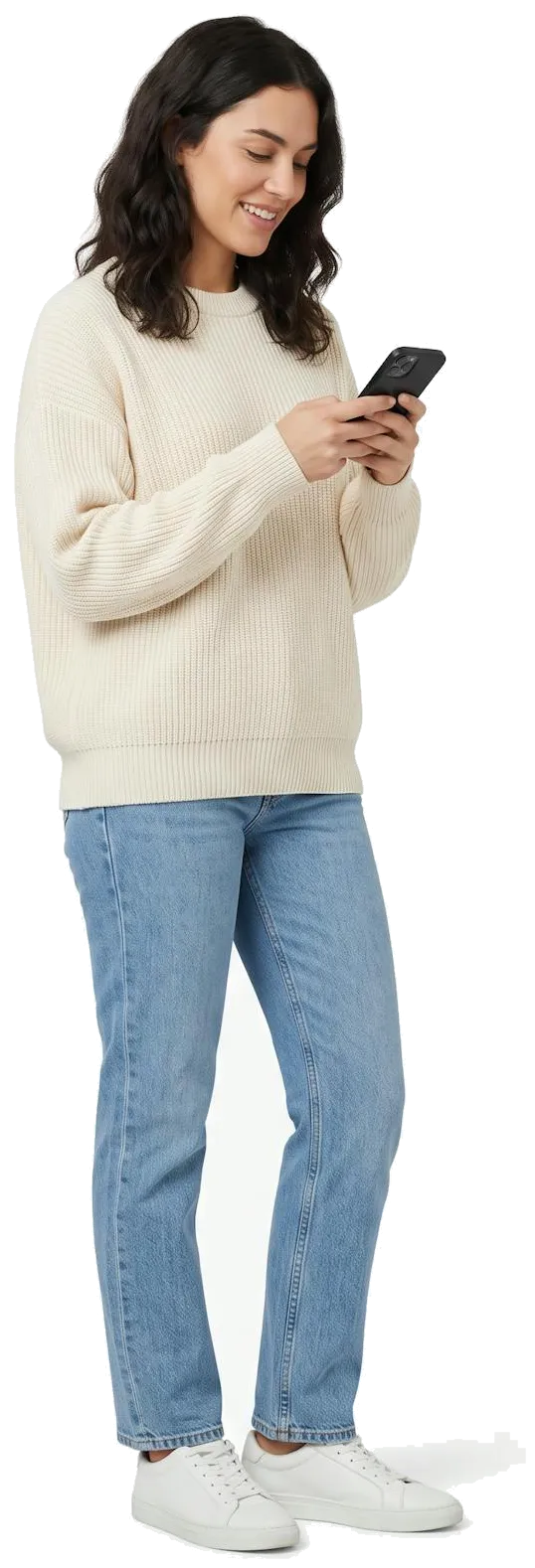 A shopper using the AI Shopping Assistant on her phone